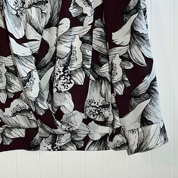 ALFANI Women’s Sz 12 Elegant Floral Long Sleeve Draped Faux Wrap Blouse - Picture 4 of 10